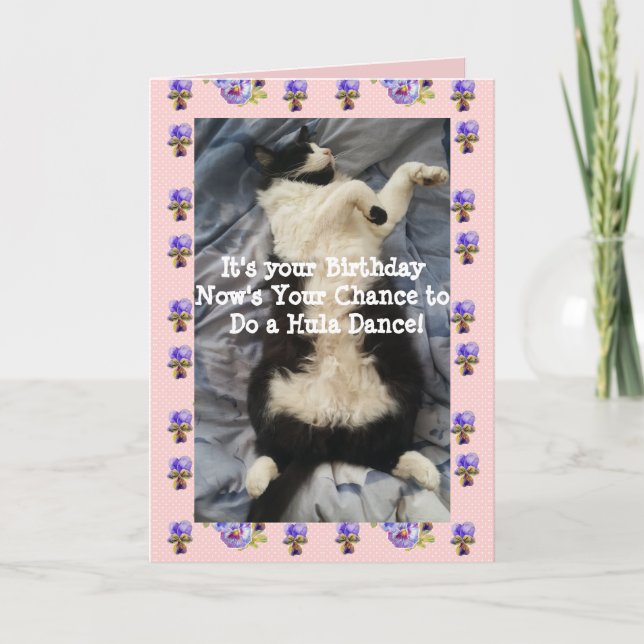 Tuxedo Chat Cute Drôle Faire Une Carte Hula Dance  (Devant)