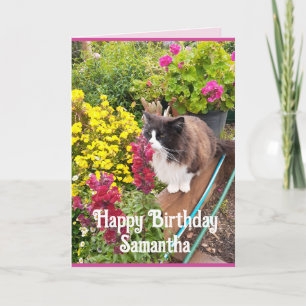 Tuxedo Chat Fleurs de Coussin Drôle Carte d'Annive