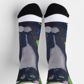 Tuxedo chat noir/blanc chaussette athlétique grand