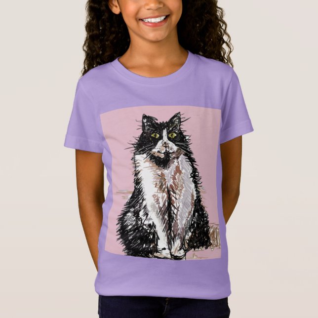 Tuxedo Chats chats mignonette T-shirt filles noire (Devant)