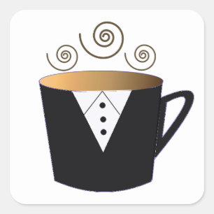 Tuxedo Coffee Tasse Design Quadratischer Aufkleber