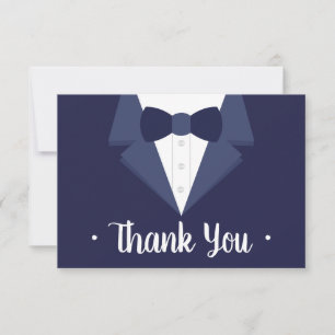 Tuxedo Dankeschön Karte, Navy Krawatte RSVP Karte