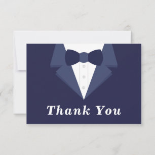Tuxedo Dankeschön Karte, Navy Krawatte RSVP Karte
