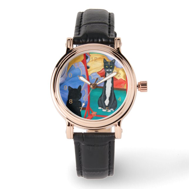 Tuxedo Fun House Skinny Cat Armbanduhr (Vorderseite)