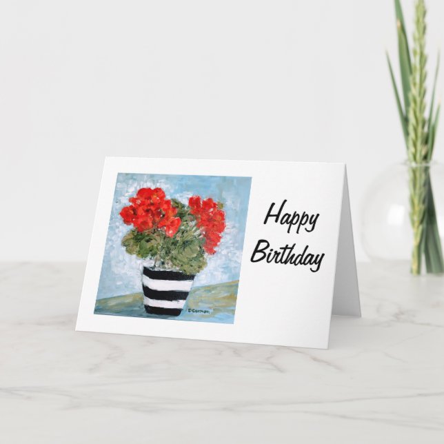 Tuxedo Geraniums Birthday Card Karte (Vorderseite)