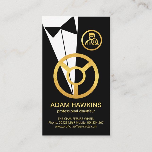Tuxedo Gold Chauffeur Boutonniere Button Visitenkarte (Vorderseite)