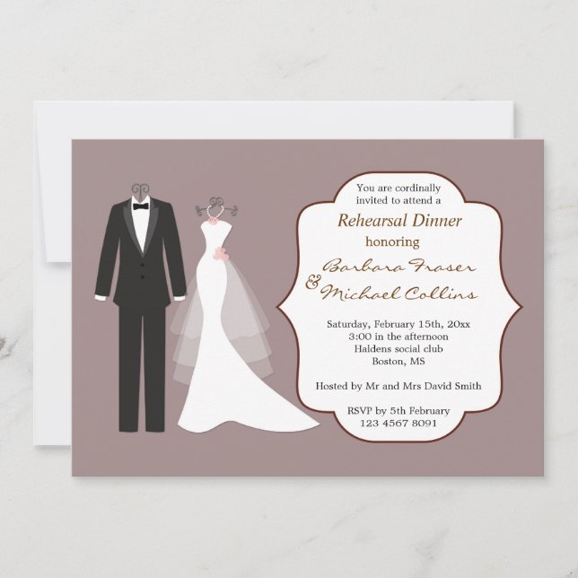 Tuxedo & gown on prum Rehearsal Invitation (Devant)
