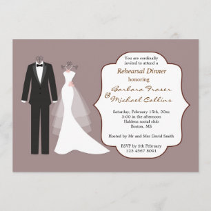 Tuxedo & gown on prum Rehearsal Invitation