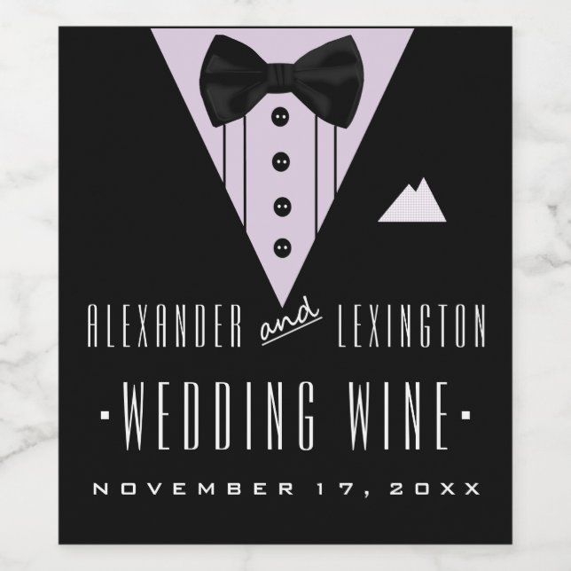 Tuxedo Grooms Wine Label Anpassen Shirt Farbe Weinetikett (Einzelnes Label)