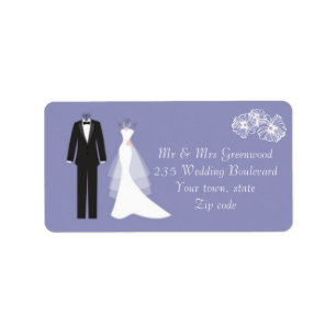 Tuxedo, Hochzeitskleid auf lila Adressetikett