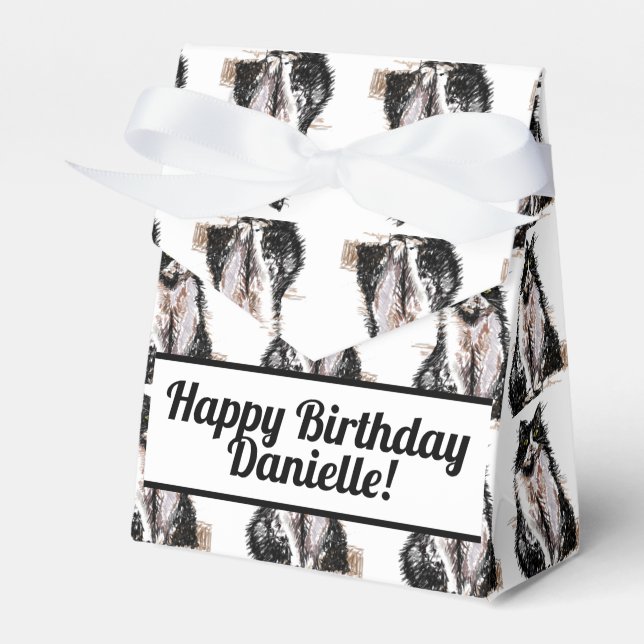 Tuxedo Kat Black Birthday Cats Cake Favor Box Geschenkschachtel (Vorderseite)