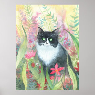 Tuxedo-Katze-Aquarell-Poster Poster