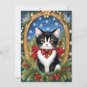 Tuxedo-Katze Art Nouveau Vintage Weihnachten 