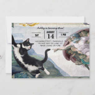 Tuxedo-Katze berührt die göttliche Pfote           Einladung