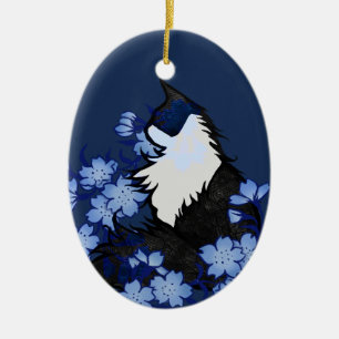 Tuxedo Katze, blaue Tuxedo, Katze Keramik Ornament