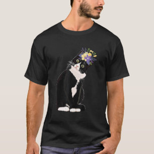 Tuxedo-Katze Blumen Kätzchen Mütter Väter Kinder T-Shirt
