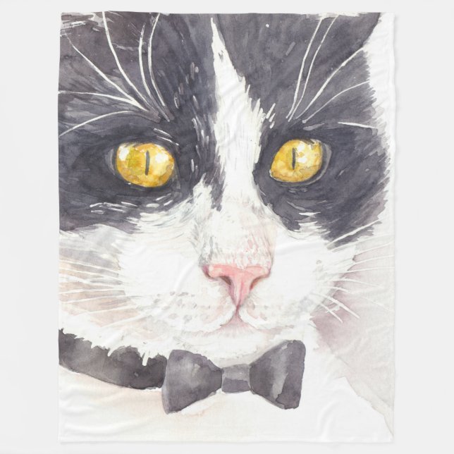 Tuxedo-Katze Fleecedecke (Vorderseite)