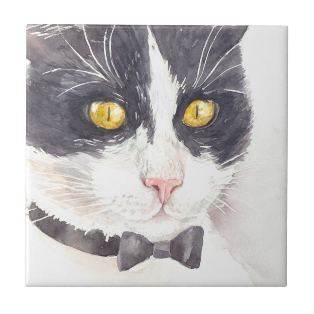 Tuxedo-Katze Fliese (Vorderseite)