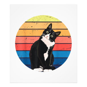 Tuxedo-Katze Geschenk Retro-Farben für Tierliebhab Fotodruck