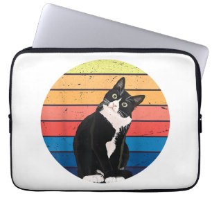 Tuxedo-Katze Geschenk Retro-Farben für Tierliebhab Laptopschutzhülle
