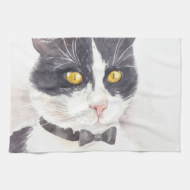 Tuxedo-Katze Geschirrtuch (Horizontal)