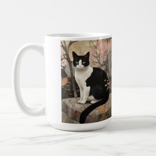 Tuxedo Katze im Garten Kaffeetasse (Links)