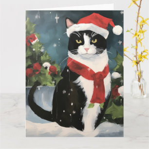 Tuxedo Katze im Schnee Weihnachten Karte