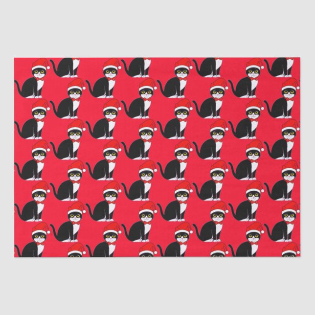 Tuxedo Katze in Bowtie: zu Weihnachten  Seidenpapier (Vorderseite)