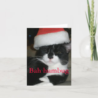Tuxedo Katze in Weihnachtsmannmütze Feiertagskarte