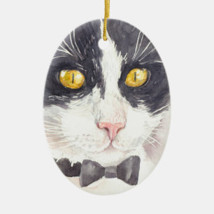 Tuxedo-Katze Keramik Ornament