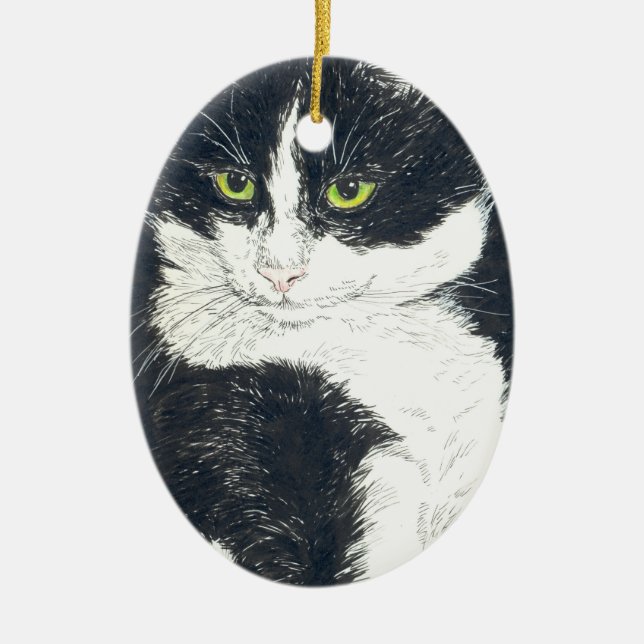 Tuxedo-Katze Keramik Ornament (Vorne)