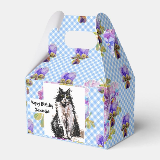 Tuxedo Katze Liebe Sie Schwarz-Weiß-Kuchen Geschenkschachtel (Vorderseite)