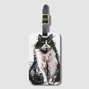Tuxedo-Katze Lustige Katzen Kunst Zeichnung Gepäck Gepäckanhänger