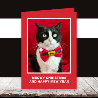 Tuxedo-Katze Meowy Weihnachtskarte Karte