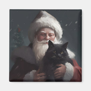 Tuxedo-Katze mit festlichem Weihnachtsmann Weihnac Magnet