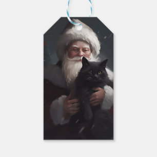 Tuxedo-Katze mit Santa Claus Festive Weihnachten Geschenkanhänger