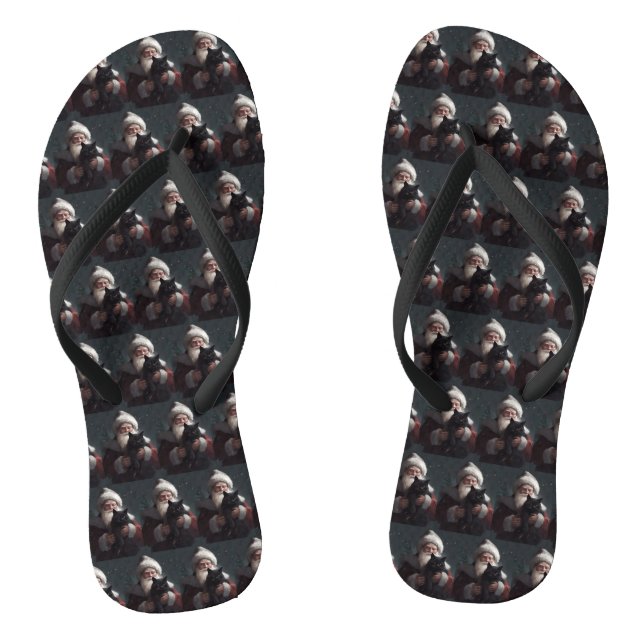 Tuxedo Katze mit Weihnachtsmann Weihnachten Flip Flops (Fußbett)