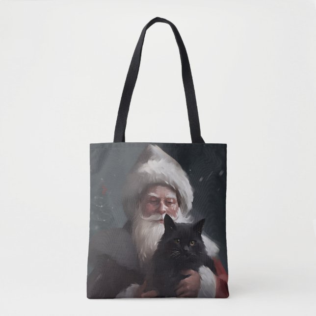 Tuxedo Katze mit Weihnachtsmann Weihnachten Tasche (Vorderseite)