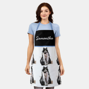 Tuxedo Katze Niedlich Katzen Schwarz-weiße Schür Schürze