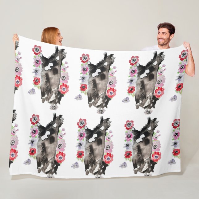 Tuxedo Katze Niedliche Hübsche Blume Katzen Wasser Fleecedecke (Beispiel)