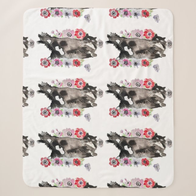 Tuxedo Katze Niedliche Hübsche Blume Katzen Wasser Sherpadecke (Vorderseite)