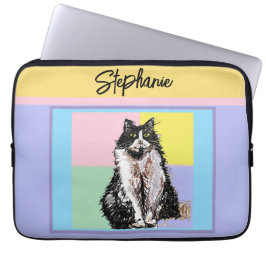 Tuxedo Katze Pastellfarben Rosa Mädchen Name Laptopschutzhülle