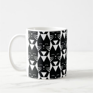 Tuxedo Katze Schwarz-Weiß Geometrisches Muster Kaffeetasse
