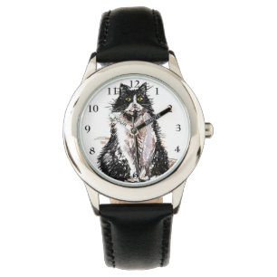 Tuxedo Katze Schwarz-weiß Katzen Niedliche Haustie Armbanduhr
