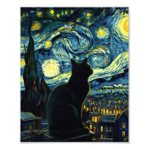 Tuxedo-Katze Sternennacht Tuxedo-Katzenbesitzer Fotodruck