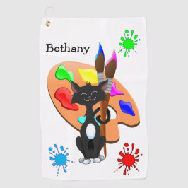 Tuxedo-Katze und Farbpalette Golfhandtuch