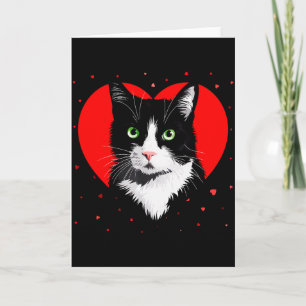 Tuxedo-Katze Valentinsherz für Kätzchen und Tierli Karte
