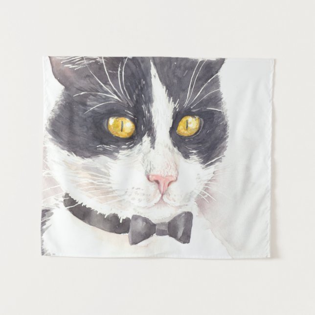 Tuxedo-Katze Wandteppich (Vorderseite (Horizontal))