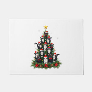 Tuxedo-Katze Weihnachtsbaum Tuxedo Katze Lichter X Fußmatte