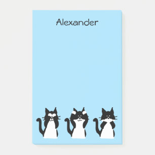 Tuxedo-Katzen Drei weise Kätzchen Hellblau Post-it Klebezettel